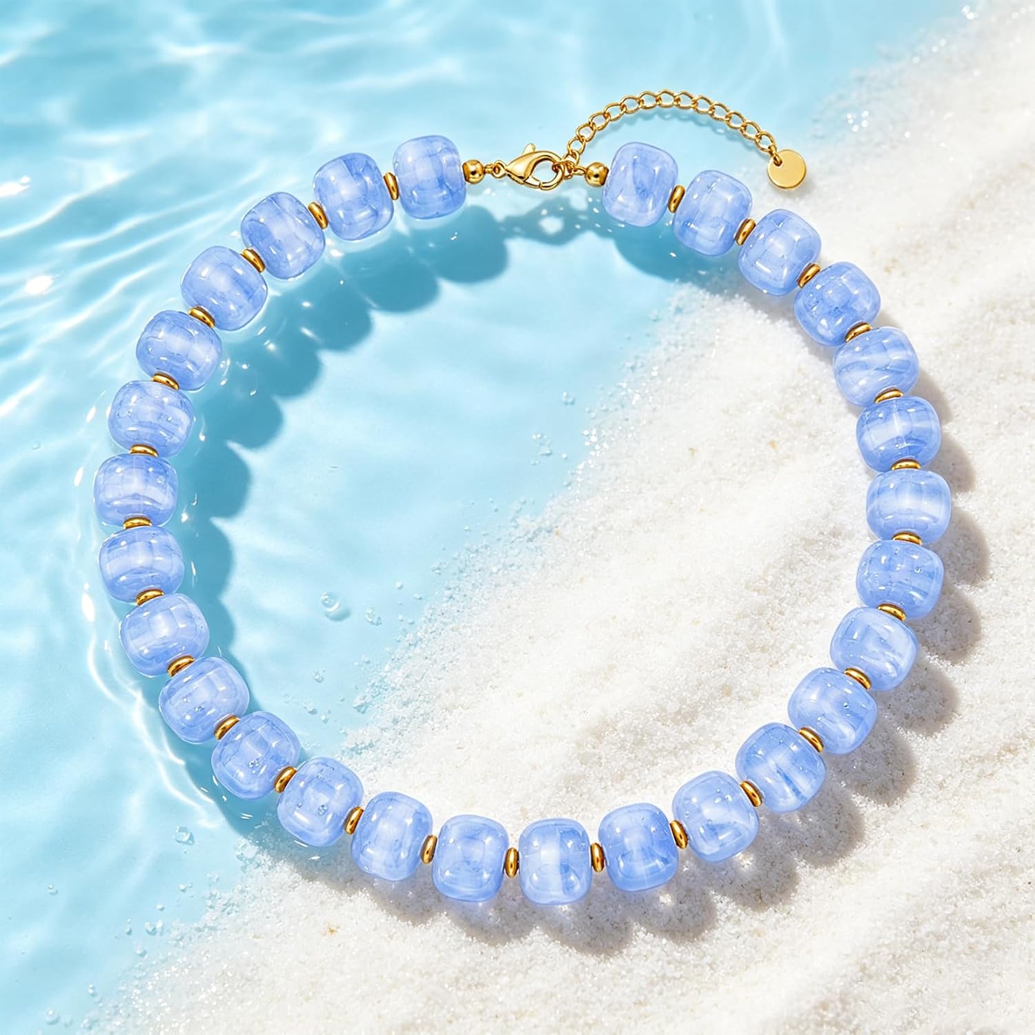 Chunky Colorful Beaded Necklace for Women Boho Summer Statement Resin Choker Necklaces Beach Jewelry Accessories image 4