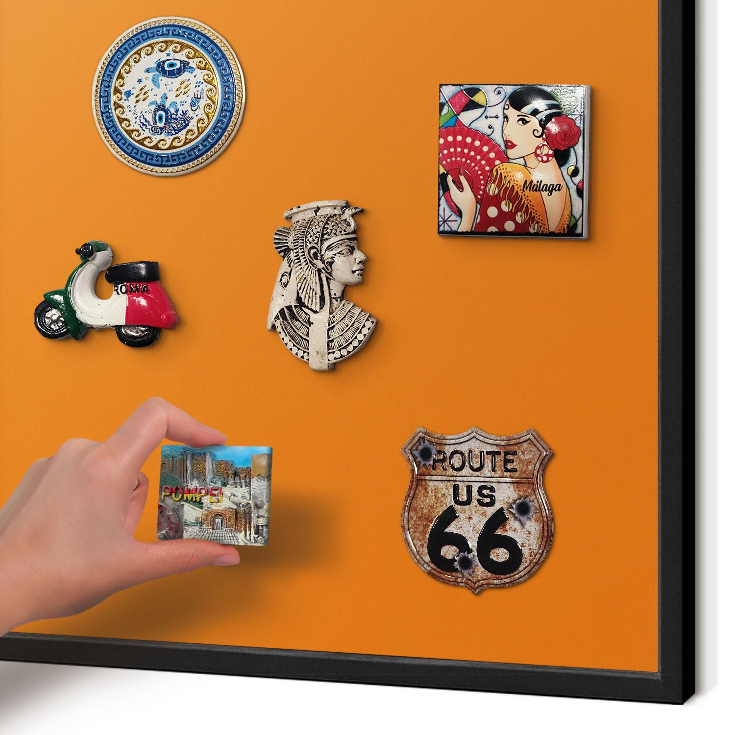 Panel Magnético Informativo 100x70 cm | con Marco Negro | Naranja Fuerte | Montaje Fácil | Pizarra de Pared | Para Restaurante y Bar | Expositor para Menú, Ofertas del Día