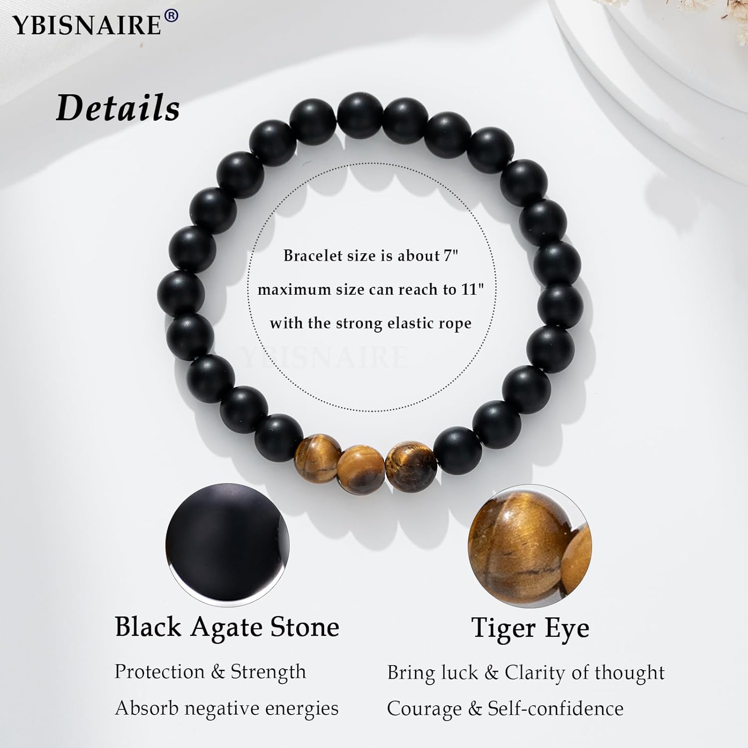 Christmas Mens Gifts for Dad from Son, Birthday Bracelet Gifts for Dad Tiger Eye Beaded Stone Bracelet Gift Presents Ideas for Men Daddy Fathers Day Xmas Jewelry Stocking Stuffers - Image 5