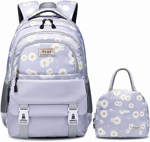 Asge Backpack for Girls Backpack Teenage School Backpack College Bookbag for Kids Casual Daypack with Lunch Box