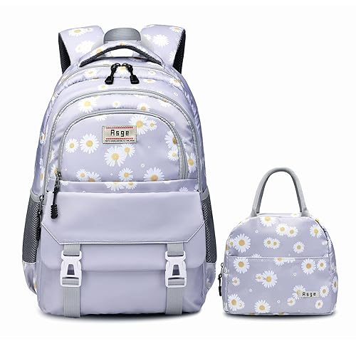 Asge Backpack for Girls Backpack Teenage School Backpack College Bookbag for Kids Casual Daypack with Lunch Box