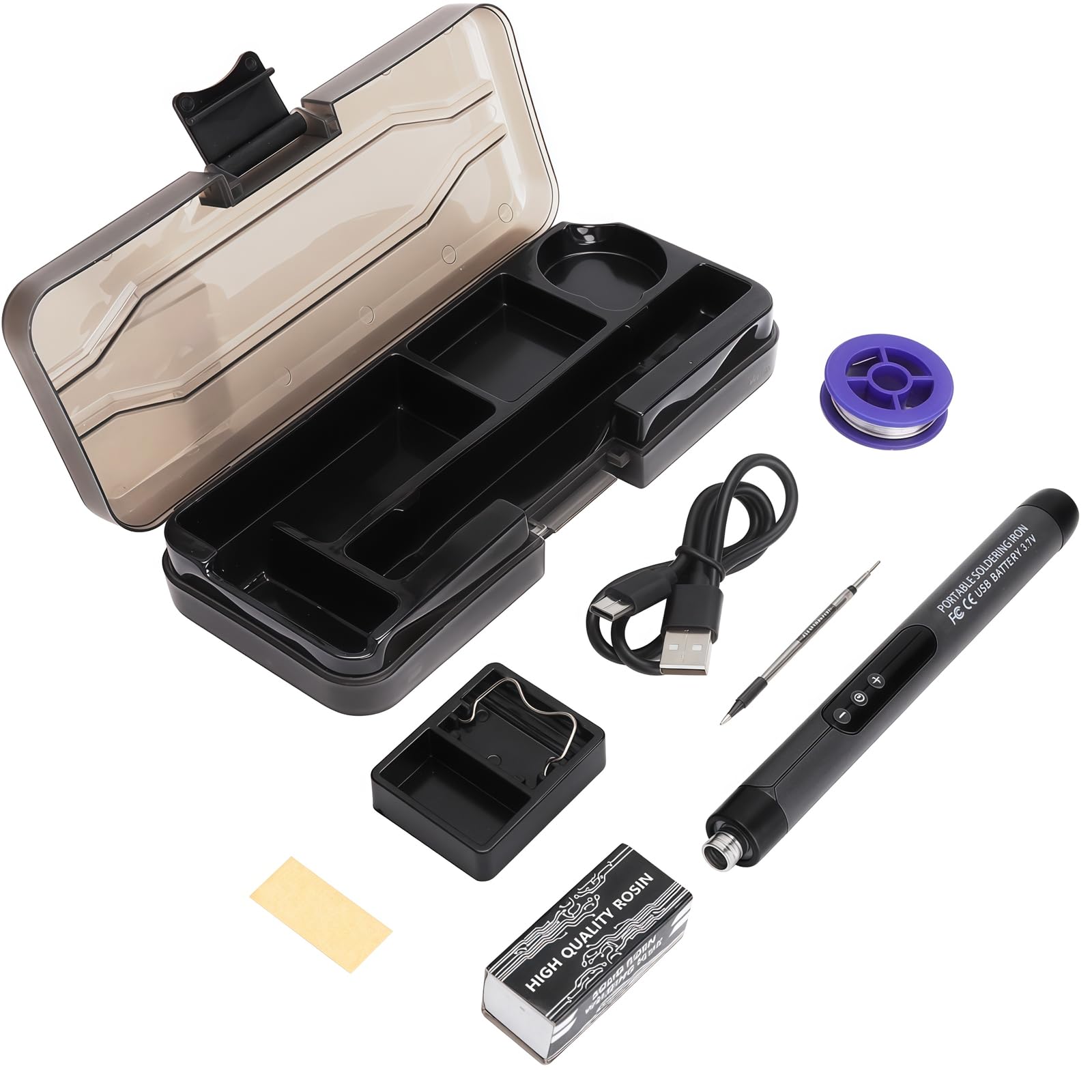 Soldador de estaño USB-C inalámbrico – Kit profesional de soldadura con pantalla digital, calentamiento rápido en 3 s, temperatura ajustable 180–450 °C, luces LED integradas, apagado automático