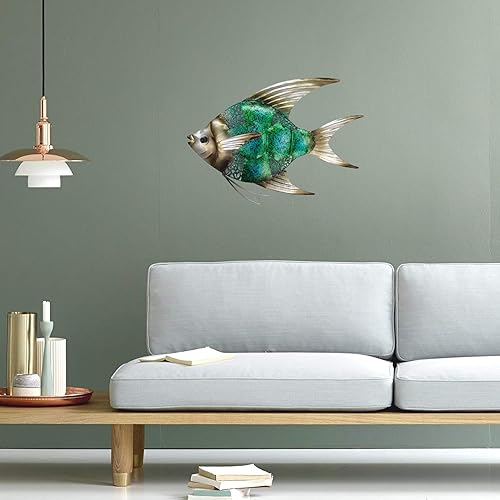 Vista 45 de JOYBee - Decoración artística de pared de vidrio fundido de metal con estrellas de mar Estrella de mar azul.,3 piezas de cangrejo,Caballito de mar