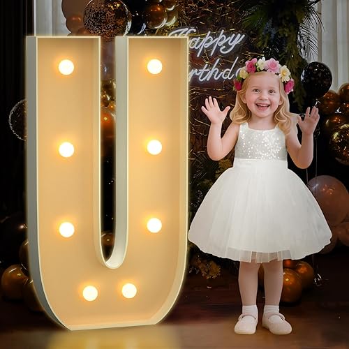 Miniatura 207 de Mixifox Letras V de marquesina de 3 pies, letras grandes iluminadas de 3 pies de alto con luces, letra de bebé grande para baby shower, boda