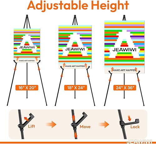 Miniatura 4 de Caballete negro para cartel de boda, soporte para póster para exhibición, caballete de arte de metal plegable para pintar, caballetes de pie