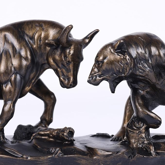 Estatua Toro y Oso Wall Street Resina Marrón Decoración Oficina miniatura 4