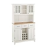 Homestyles Buffet of Buffets Off-White Server with Hutch and Natural Wood Top