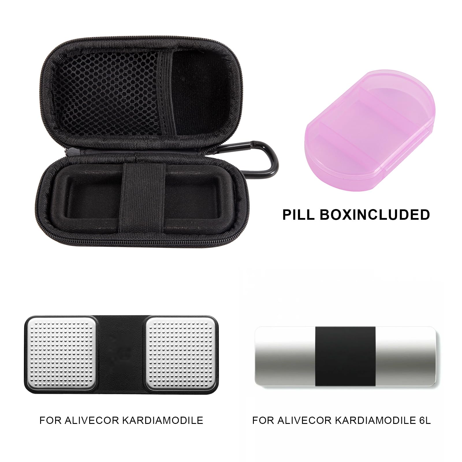 Tragetasche für Kardiamobile EKG-Monitor, Hartschalen-Schutzhülle für Kardiamobil 6L 5L, Reise-Herzmonitor, EKG-Schutz, Herzfrequenz-Monitor-Halterung, Schwarz