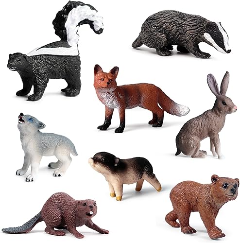 RCOMG 8 figuras de bebé de animales del bosque, juego de figuras de criaturas del bosque, juguetes en miniatura, decoración de pasteles, huevos de