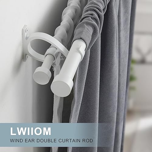 Miniatura 2 de Barras de cortina opacas dobles de 72 a 144 pulgadas (6-12 pies), 1 pulgada delantera y 58 pulgadas trasera ajustable, barra de cortina de doble