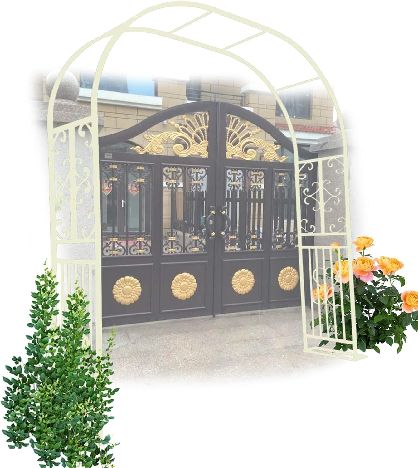 Arco de jardín metálico para plantas trepadoras y rosales cenador exterior de 8.5 pies