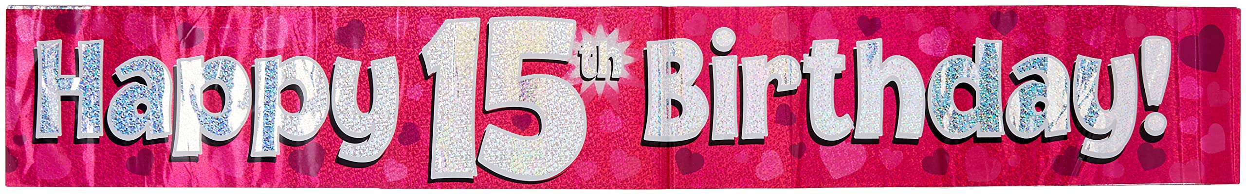 Oaktree Pink 9Ft Banner Happy 15Th Birthday Holographic