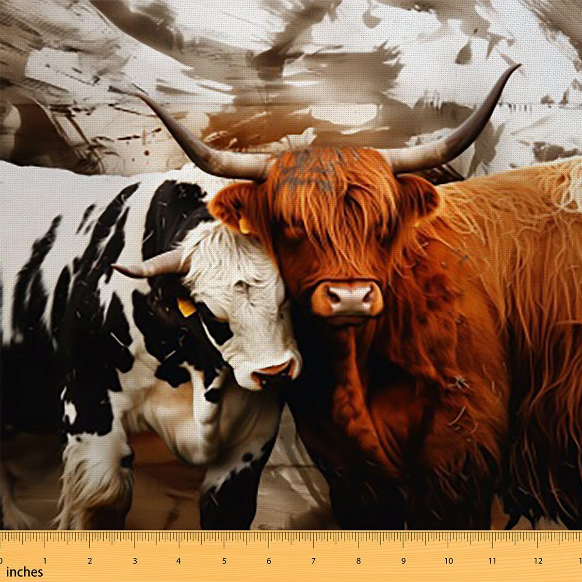 Homemissing Highland Cow Tessuto 920x150cm Highland Cattle Tessuti per sedie Cute Waterproof Decor all'aperto per progetti artigianali di cucitura fai da te