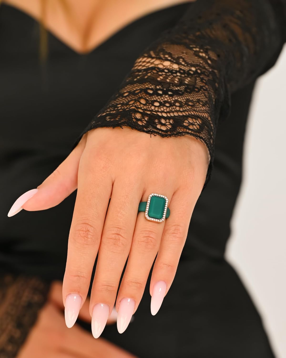 Rinfit Women's Silicone Wedding Band - Promise Rings for Her - Emerald Cut with Cubic Zirconia - Patented Design - Image 7