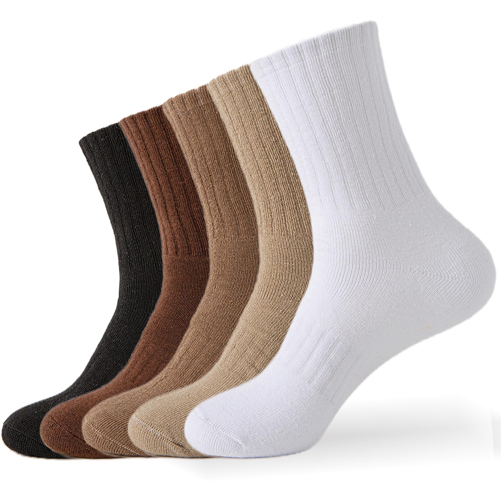 VoJoPi Wool Socks for Women Thermal and Warm Hiking Winter Thick Cozy Cushion Boot Work Socks 5 Pairs, Size 5-10