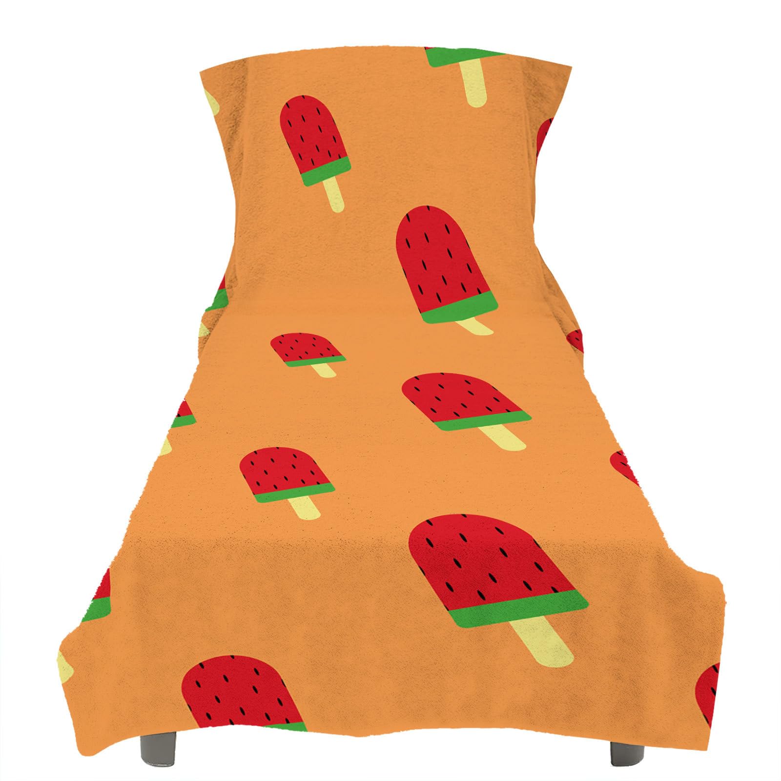 RRrawgff Beach Towel with Pockets for Loungers, Watermelon Pattern Beach Lounger Towel Beach Chair Cover Towel Fitted Sunbed Towel Sun Lounger Towels for Garden Pool Vacation (Popsicle)