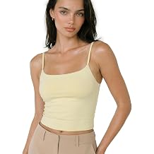 sissycos Womens Square Neck Camisole with Built-in Bra Spaghetti Strap Cami Tank Top with Removable Pads