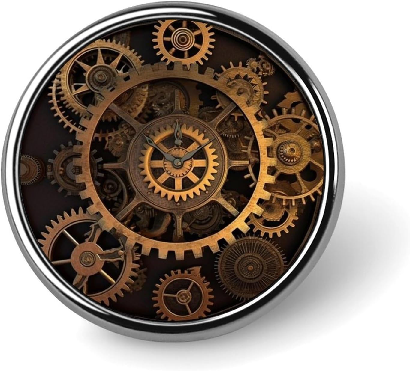 Aluminum Alloy Lapel Pin Round Backpack Pins, Gears Clock Bronze Century
