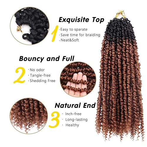 Miniatura 9 de Pelo de Passion Twist  8 pulgadas Passion Twist Crochet Hair para mujer, 8 paquetes de cabello rizado pretrenzado Passion Twists extensiones de