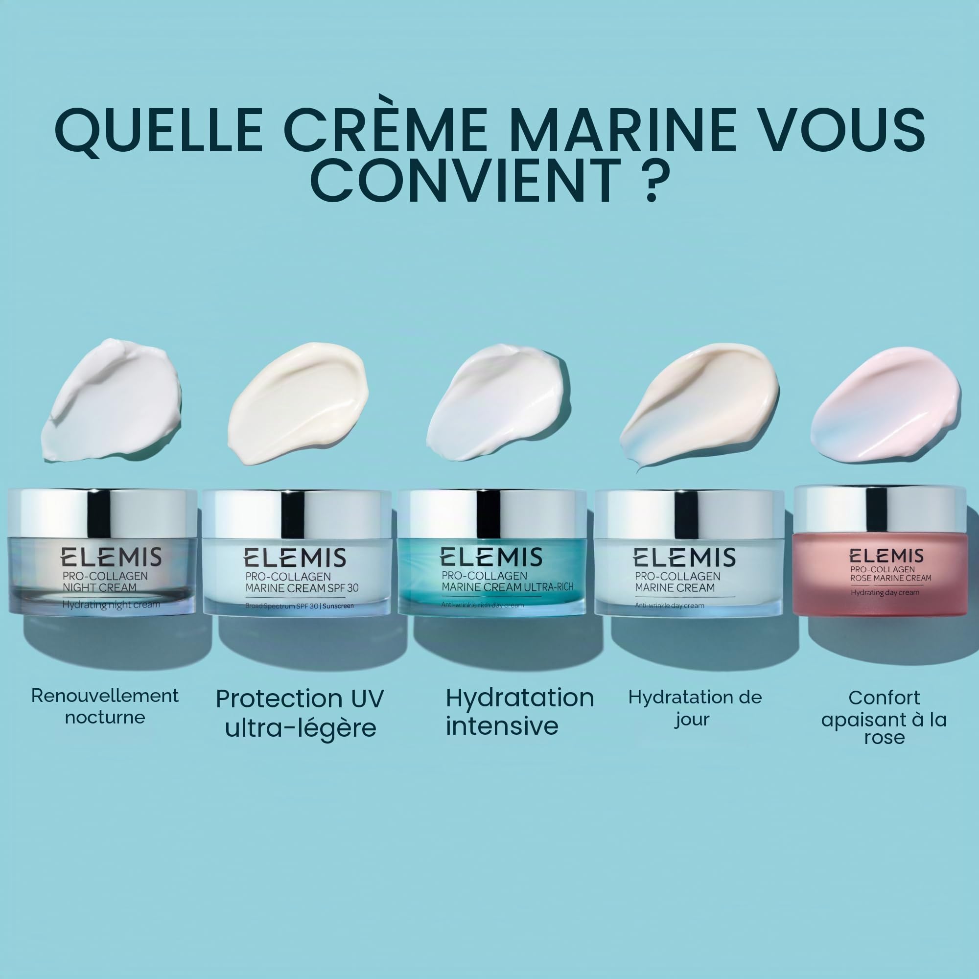 Elemis Crème Marine Elemis Pro-collagène, Lotion Hydratante Quotidienne De Visage Anti-rides, Gel-crème Hydratant Ultraléger, Pour Une Douceur, Éclatant Et Rajeuni, Convient À Tous Les Types De Peau, 50ml
