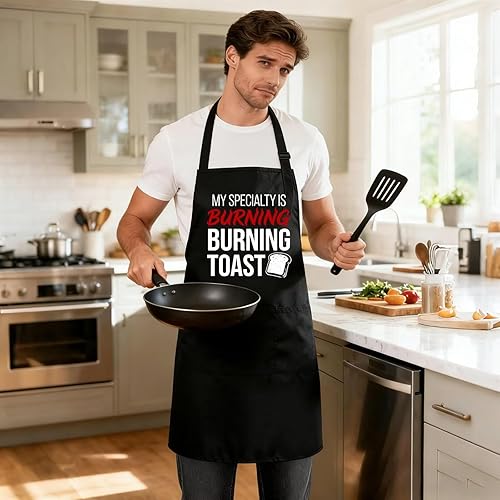 Miniatura 2 de Delantales divertidos para hombres y mujeres, perfectos para cocina, barbacoa, hornear, esposa, marido, regalo de cumpleaños para papá