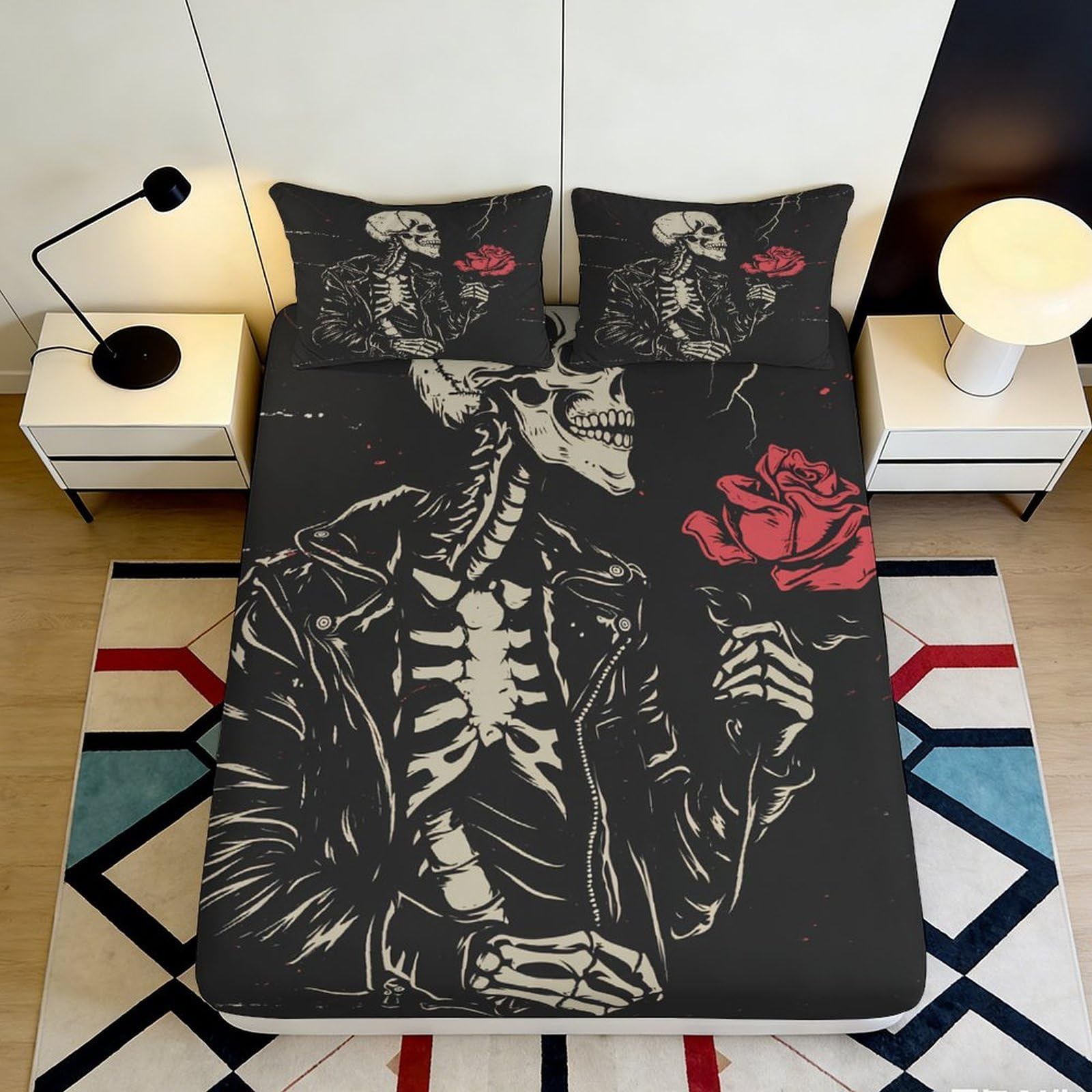 3D Printed Beach Rose Fitted Sheet Microfiber Deep Pocket Home Bedding Set Ocean Scene Mattress Fitted Cover Washable 200x200x25cm
