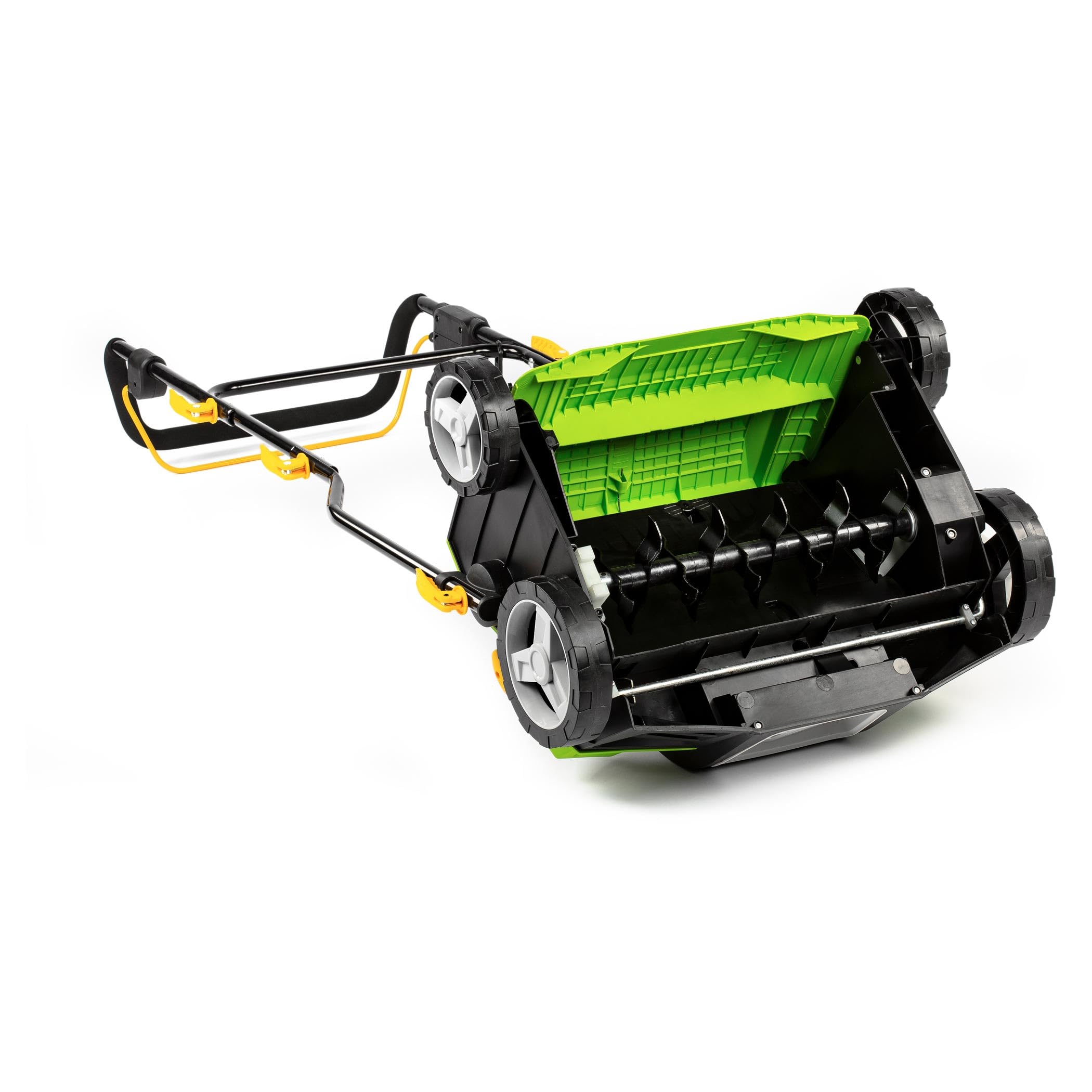 Escarificador y rastrillo eléctrico 2 en 1: Motor de 2000 W, Ancho de 400 mm, depósito de 50 L, Mango Ajustable, Profundidad de Corte de -15 a +3 mm, 2 Cilindros, fácil Mantenimiento, 104 dB