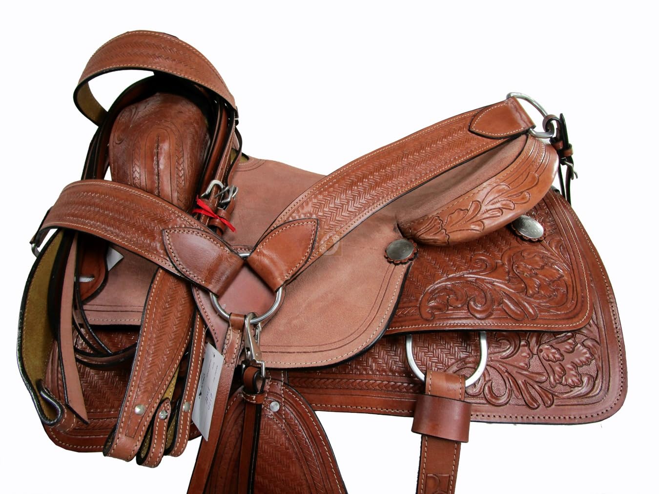Cowboy Roping Saddle 15 16 17 18 Western Horse Pleasure Tooled Leather TACK Set (18 in)
