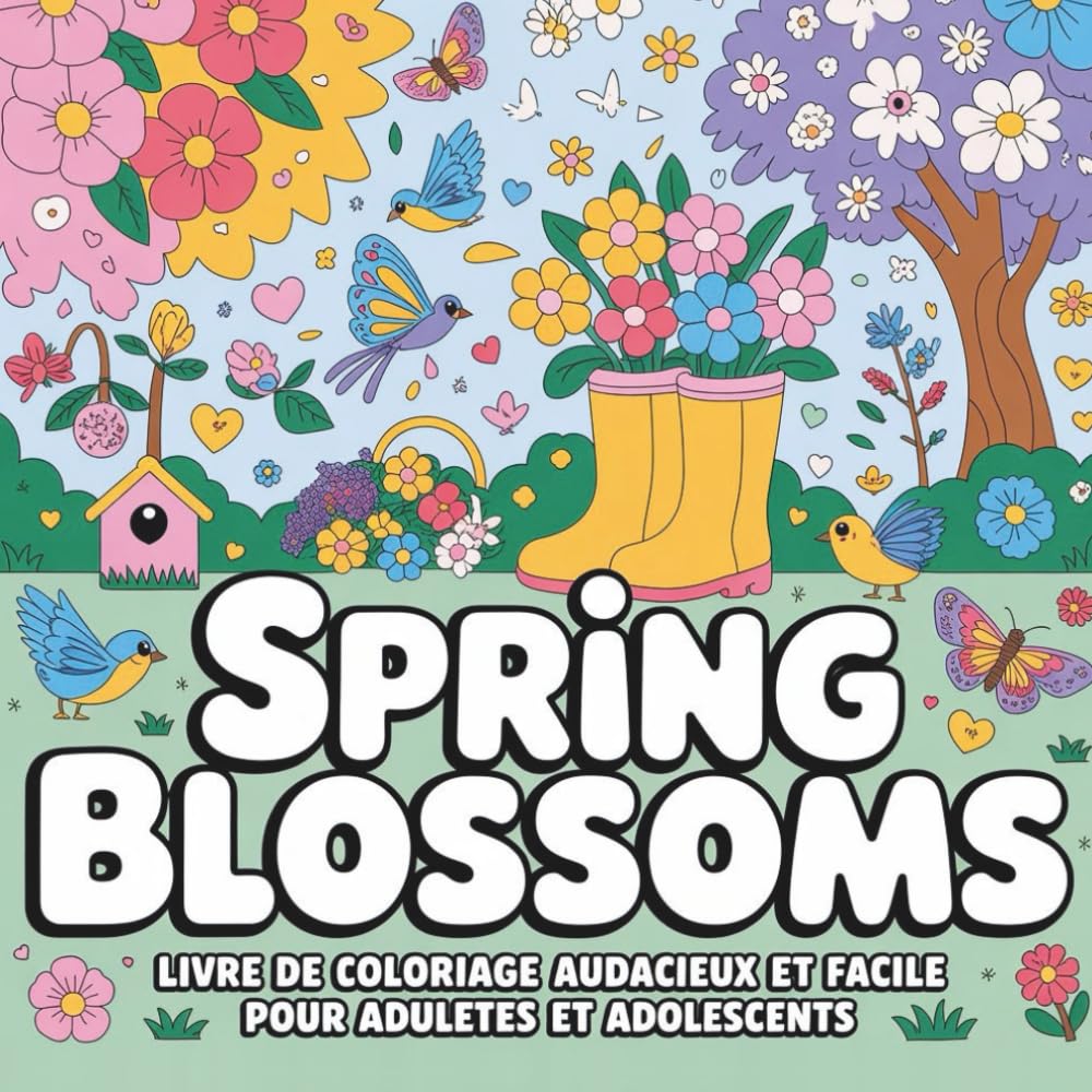 Spring Blossoms: Livre de coloriage audacieux et facile pour adultes et adolescents