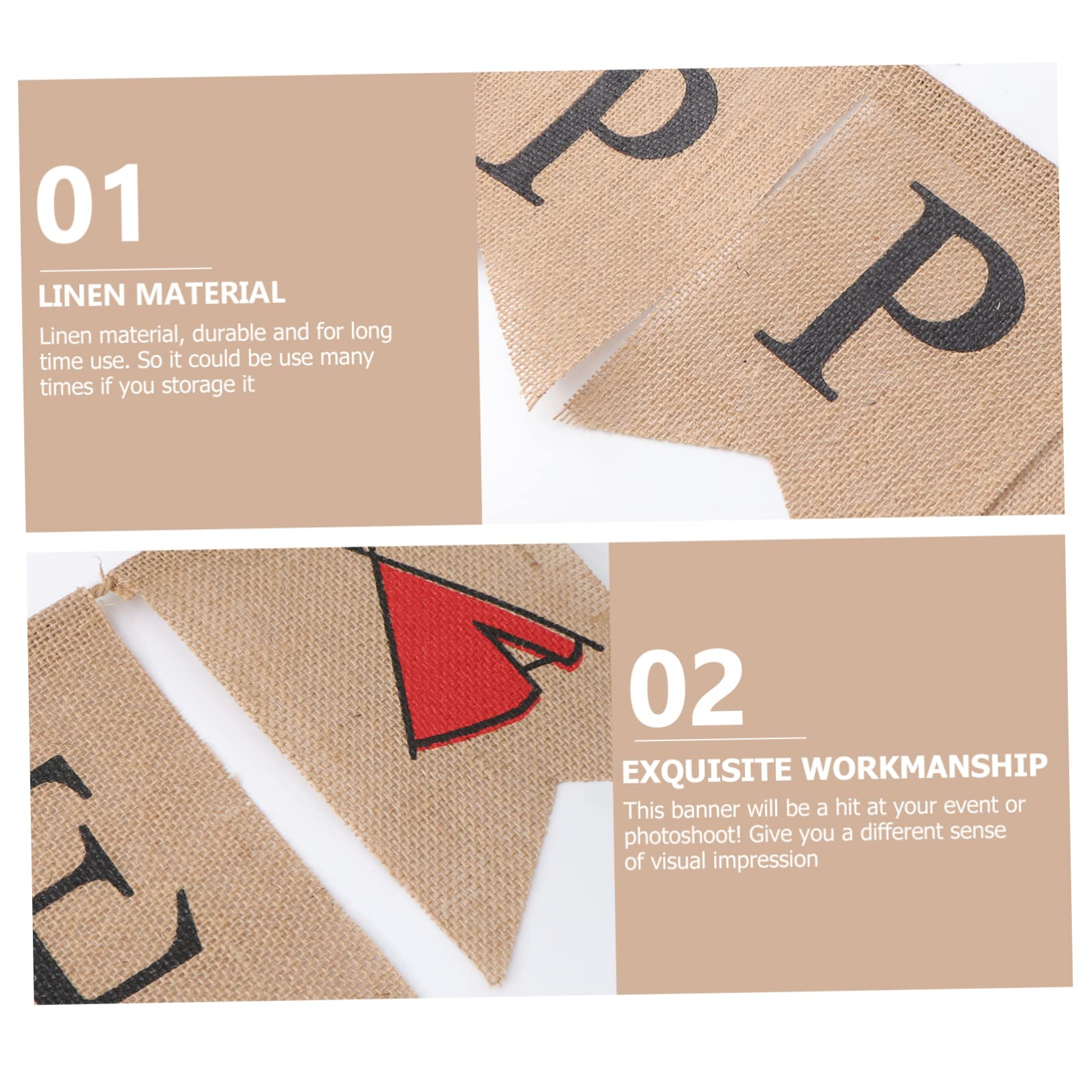 2pezzi Burlap Banner Decorazione Bandierine Per e Accessori Festivi e Chic
