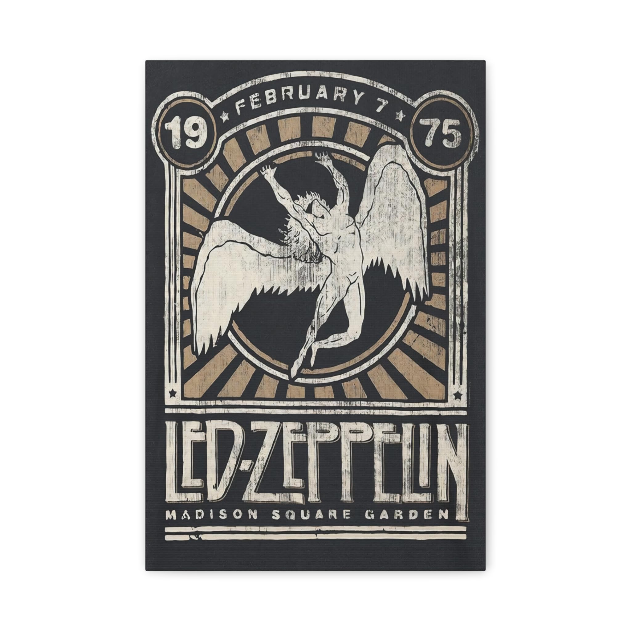 Zeppelin Live 1975 Madison Square Garden, poster vintage con musica rock - iconica band decorazione da parete su tela pronta da appendere Y-13