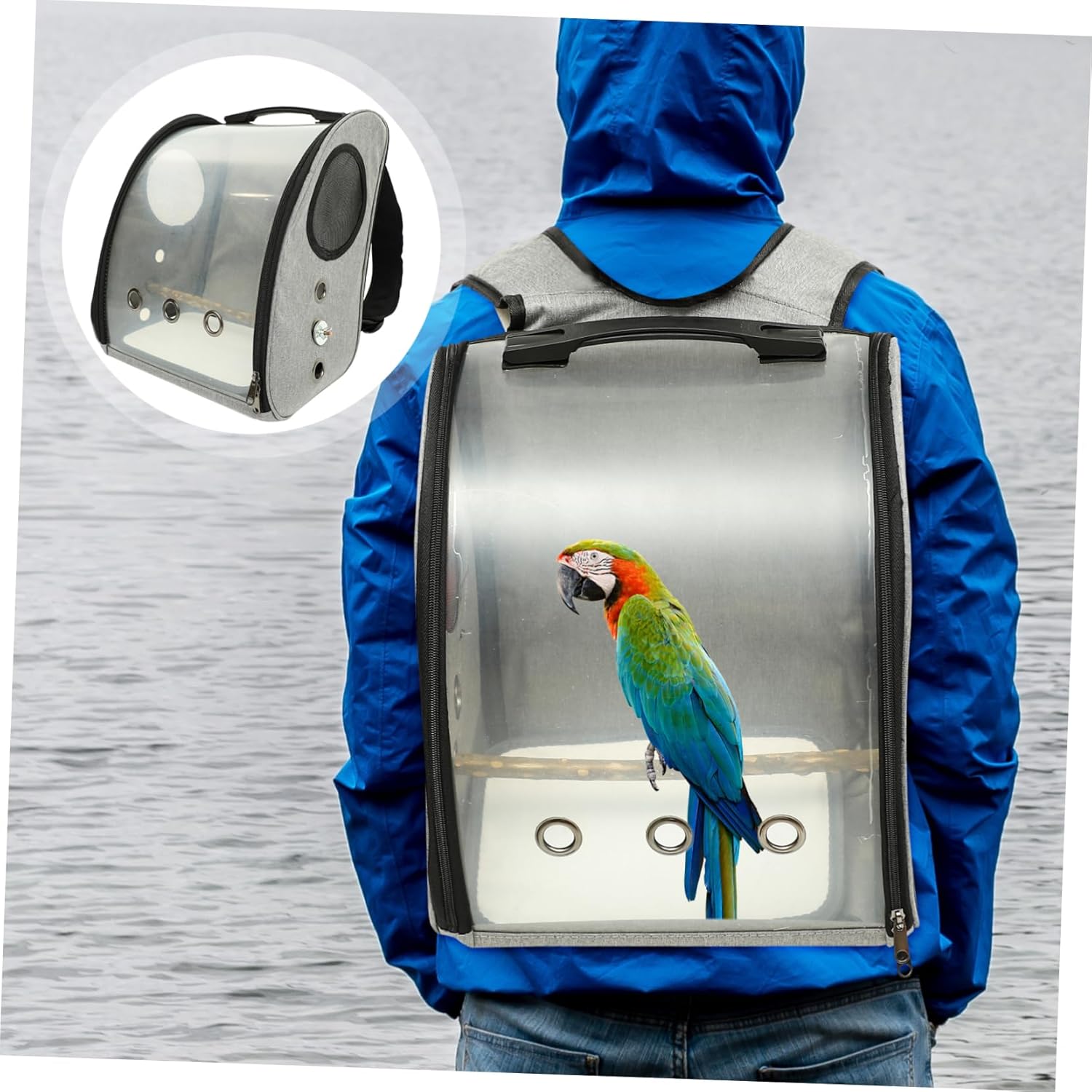 Kisangel Parrot Travel Carrier Bag Breathable Design and Bird Perch for Outdoor Adventures Portable Bird Backpack for Hiking Shopping and Travel