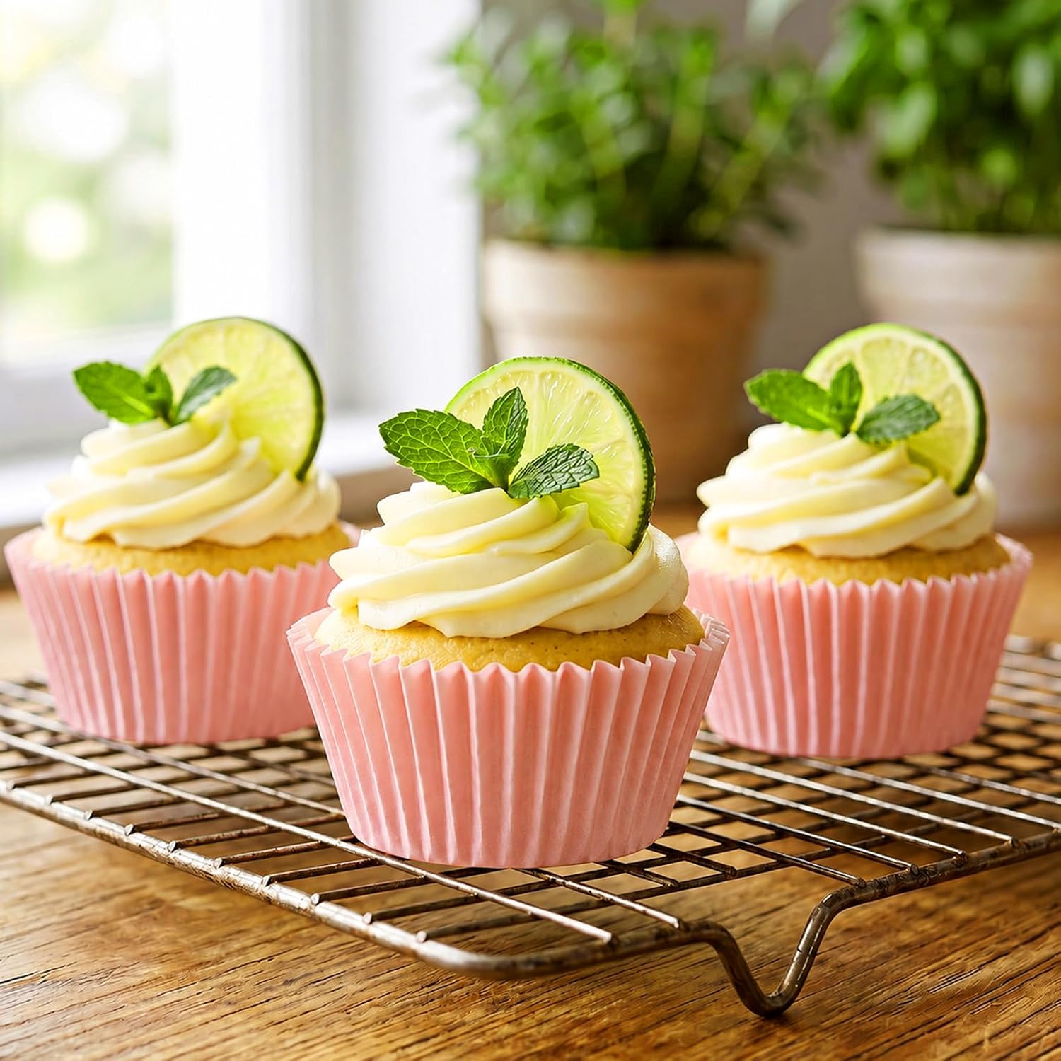 100 Pcs Standard Pink Cupcake Liners, Greaseproof Cupcake Liners