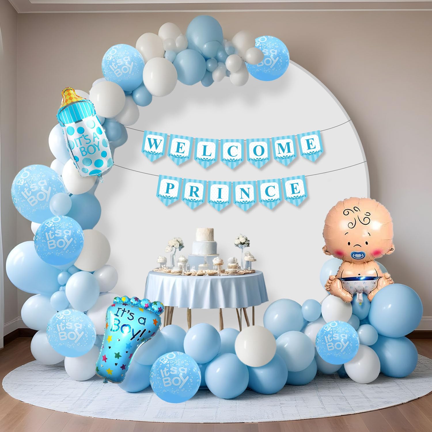 Party Propz Baby Welcome Home Decoration - 44pcs | Welcome Home Baby Decoration | Baby Shower Decoration Items | Welcome Home Decoration Kit | Welcome Prince Banner (cardstock, Foil, Cardstock)