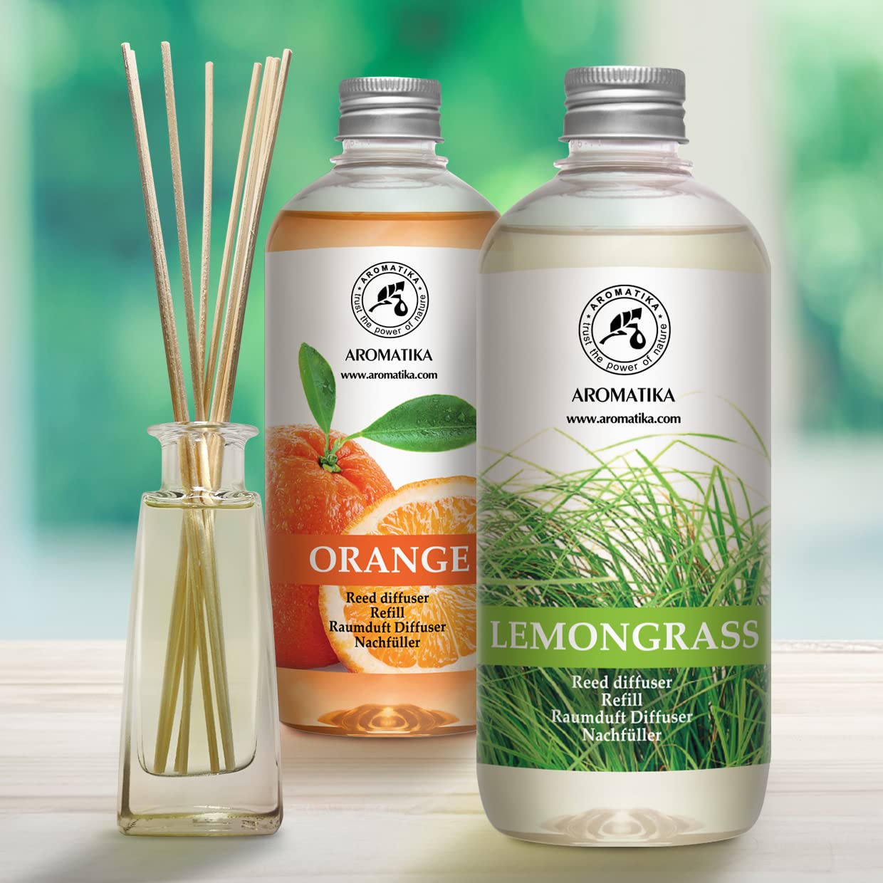 Recarga de Difusors 2x500ml - Aroma Naranja & Limoncillo - Fragancias de Ambiente Intensas y Duraderas - Mejor para de Ambiente - Difusor - SPA - Hogar - Cocina - Baño - Fintess