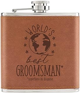 World's Best Groomsman Petaca de piel sintética, 170 g, color marrón
