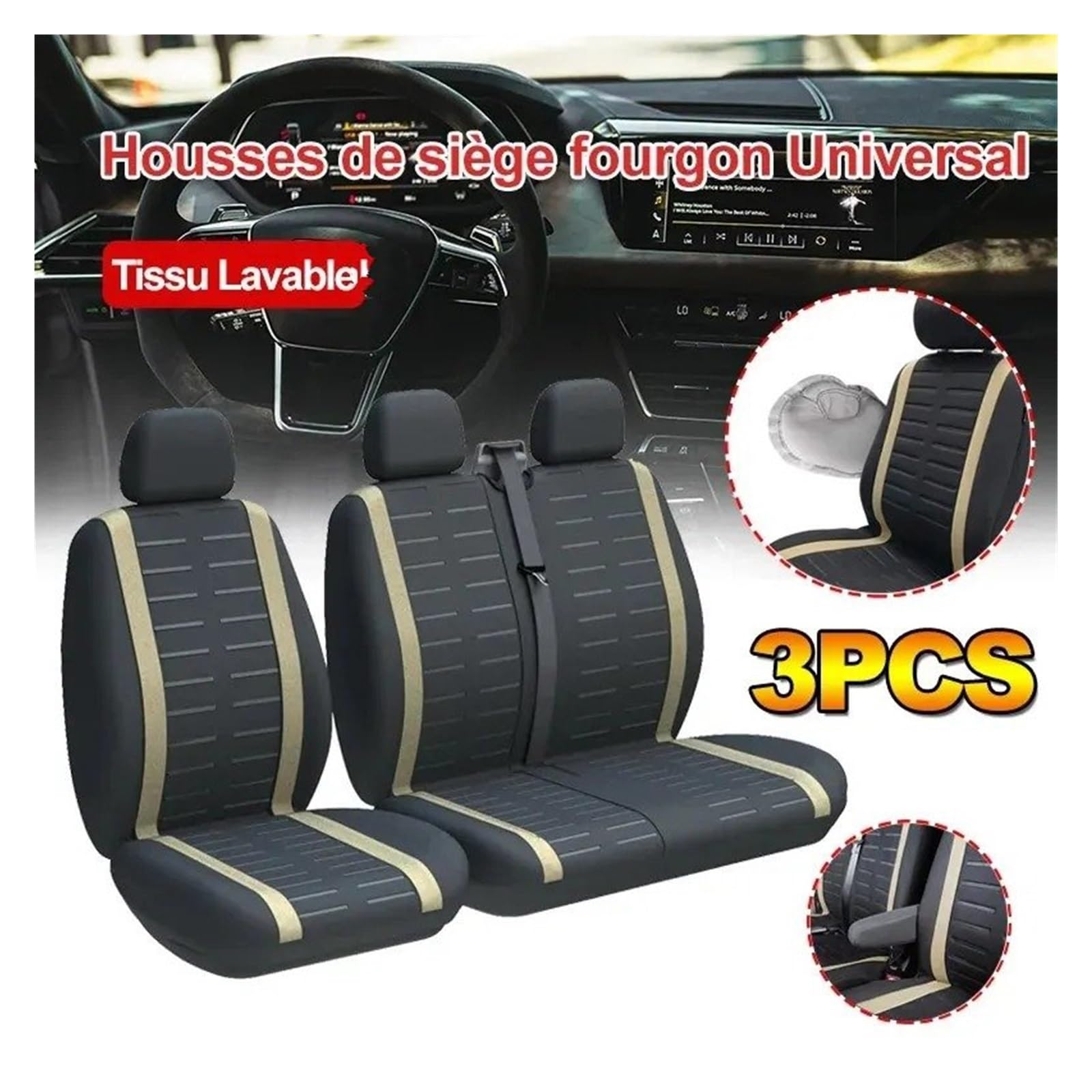 Genérico Cubreasientos Protector Asiento Fundas Protectoras para Asientos De Furgoneta para Citroen 2+1