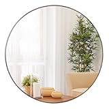 Smartxchoices 36 Inch Large Round Mirror, Metal Frame Wall Mirror Mounted Black Circle Mirrors, Vanity Mirror Modern Minimalist Wall Décor for Entryway, Bathroom, Washrooms, Living Rooms