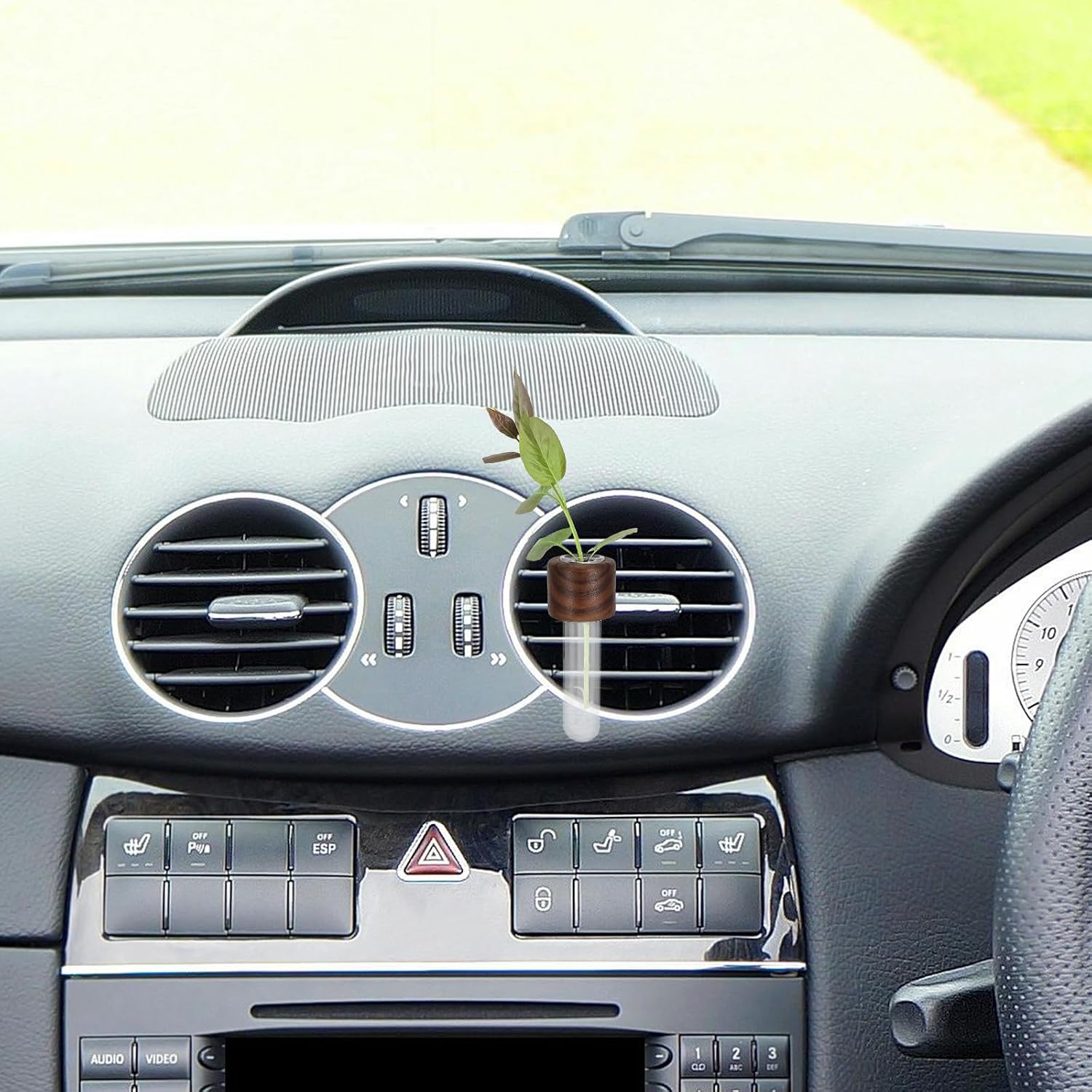 Car Vent Flower Vase 20ml Glass Wood Clip for Buds image 5