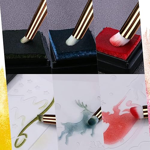 Miniatura 3 de UNIMEIX Mini pinceles de mezcla para hacer tarjetas, juego de pintura en miniatura seca para fondo, pinceles de pintura para mezclar pequeños