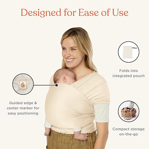 Miniatura 8 de Ergobaby Portabebés Aura de punto sostenible para recién nacidos a niños pequeños (8-25 libras), cómodo, ergonómico y ultra suave, talla única,