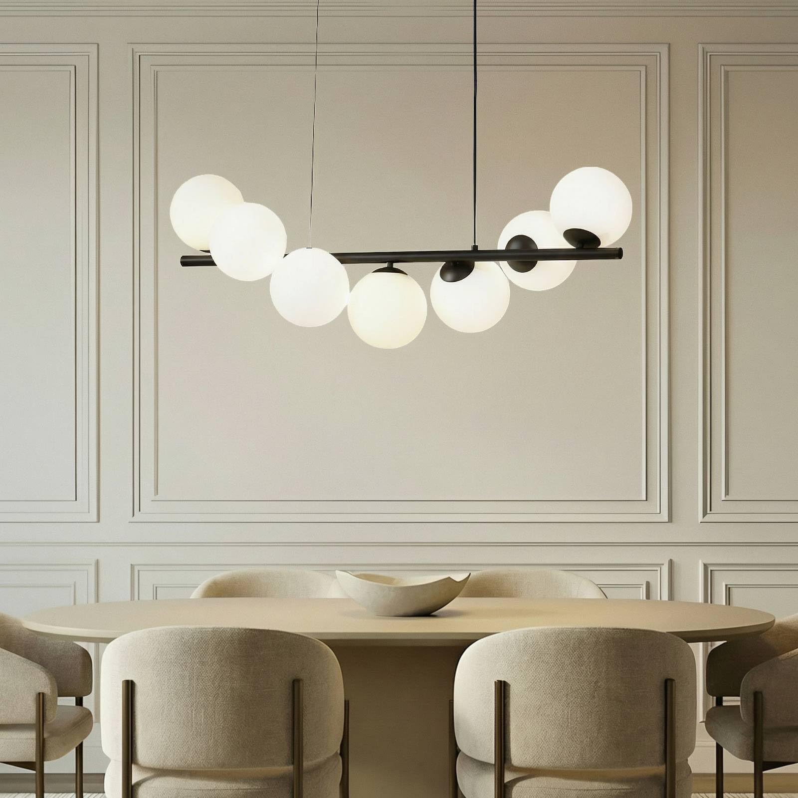Lucande Lampada a sospensione dimmerabile (Design) colore Nero, in Vetro ad es. Soggiorno & Sala da pranzo lampada vetro per tavolo