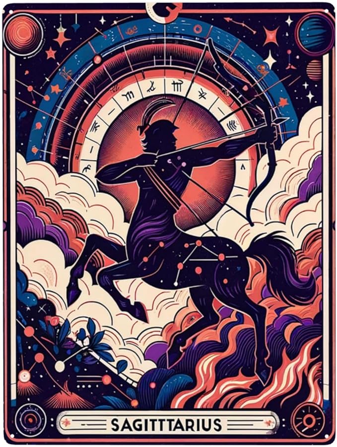 Sagittarius constellations Tin sign,Metal signs art wall decor,Indoor Decorations Tinplate plaque,Practical decorative poster,Perfect for Astrology Enthusiasts & Home Display,6X8 inch