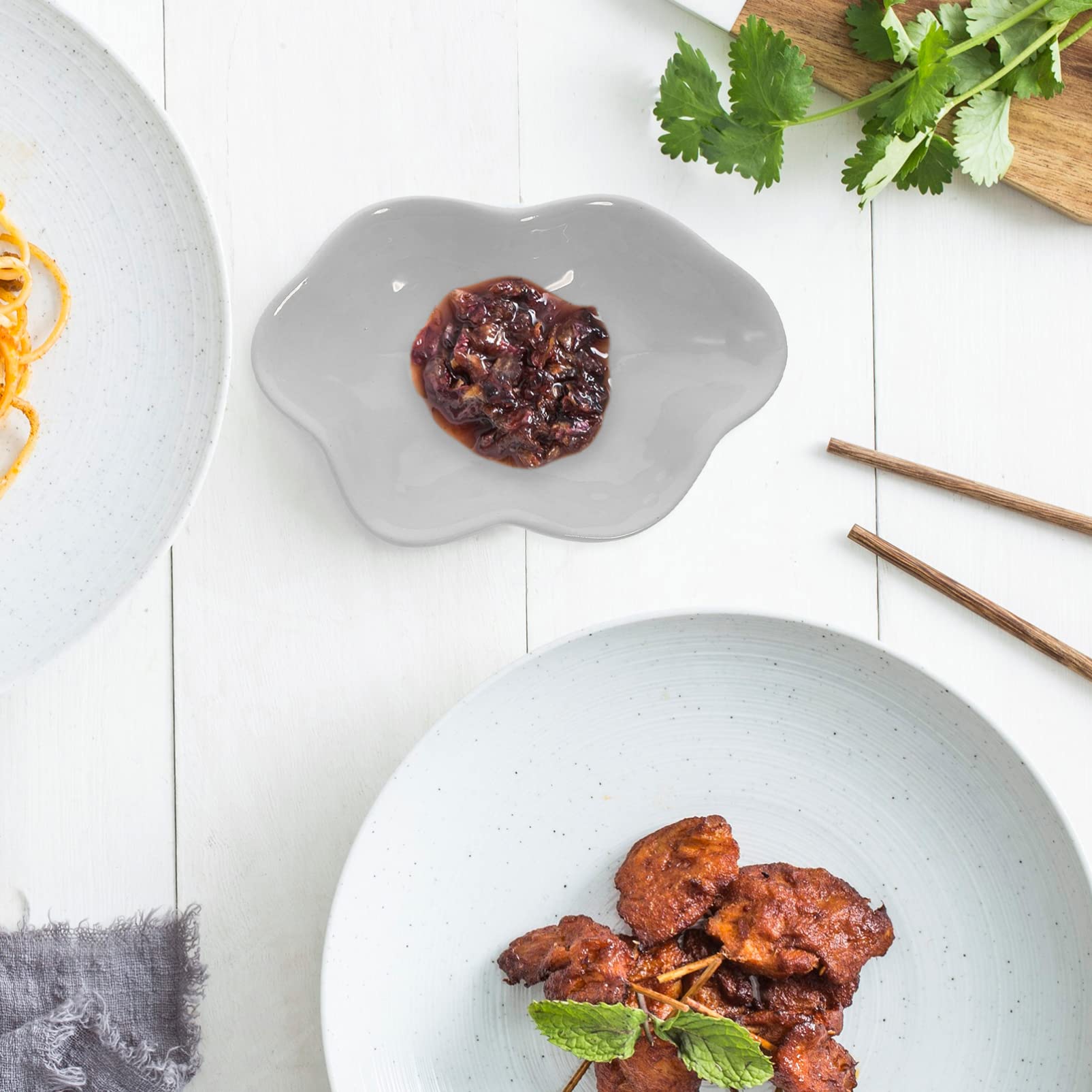 Ciotoline Portasalse In Ceramica Con Manico - Set Da 6, 85g, Nero, Per Salse E Condimenti - Foto 4