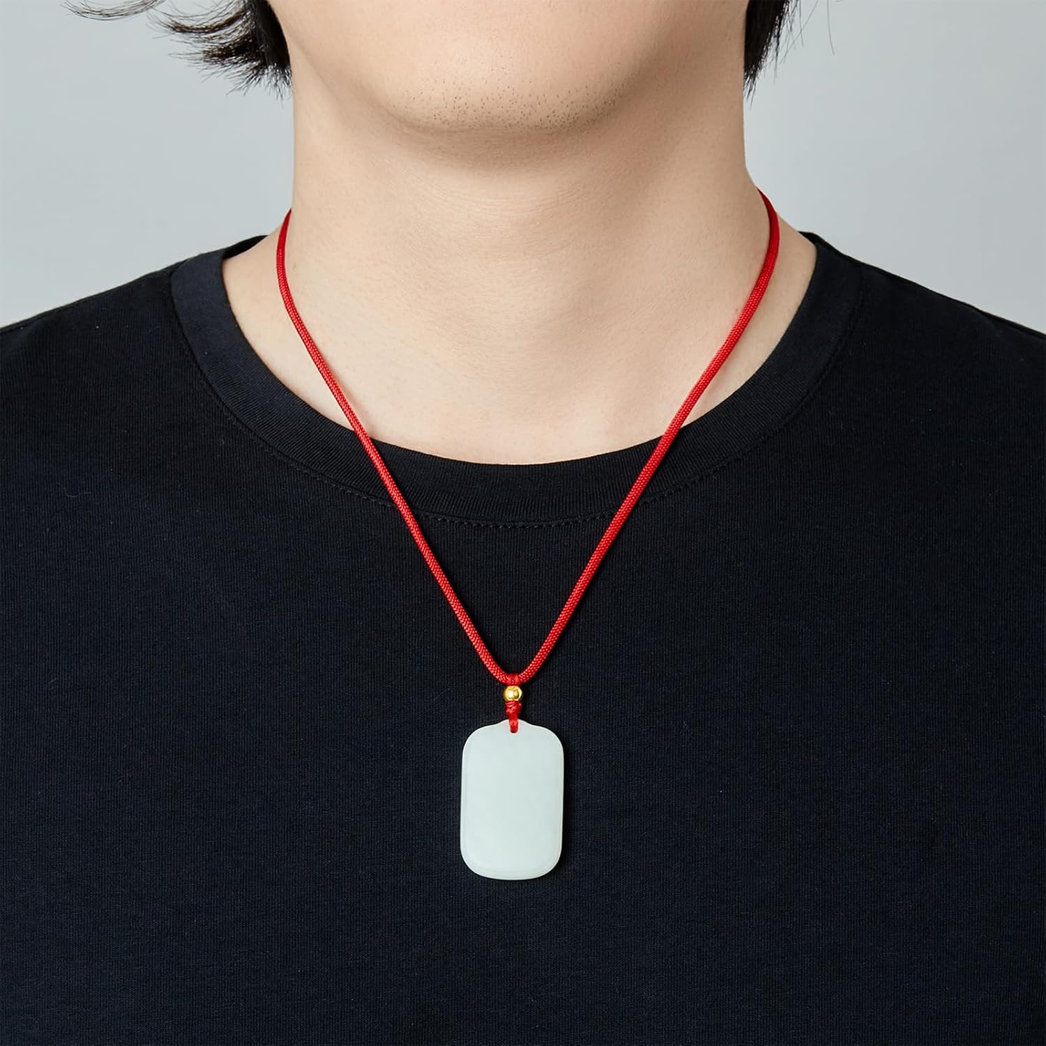 ZHOU LIU FU 24K Solid Gold Pendant Necklace for Women, Real Pure Gold Bead Jewelry Accessory Exquisite White Nephrite Jade Jewelry Pendant Necklace for Men Girlfriend Boyfriend Lover Gifts