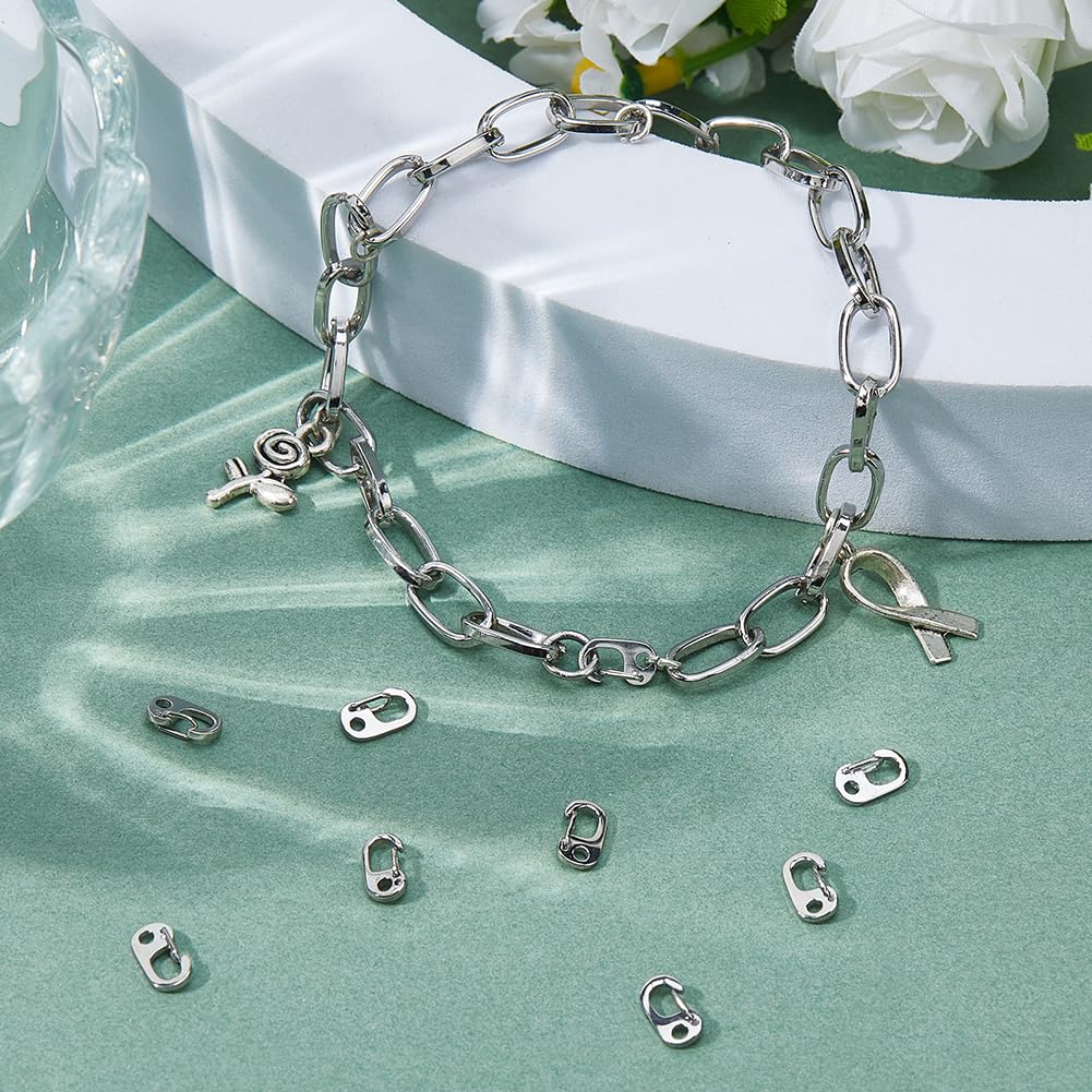 10Pcs Oval Spring Clasps For Jewelry Making - Stainless Steel Carabiner Connectors 7.5x4mm