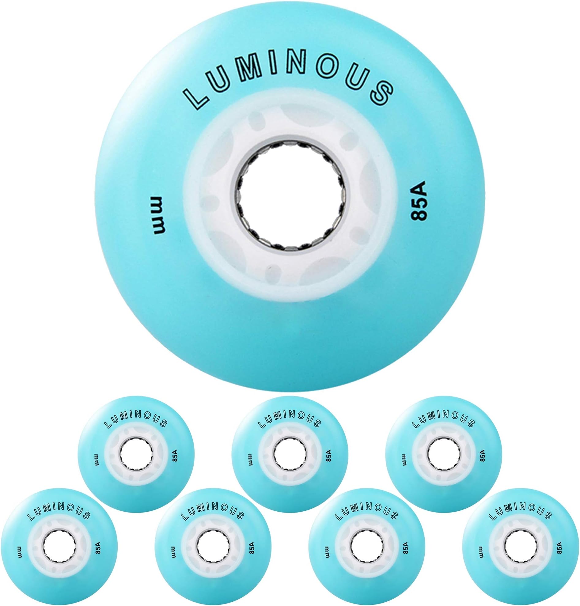 JHKJ Inline Skate LED Light Wheels 85A Rubber Inline Skate Replacement Wheels 72mm, 76mm, 80mm Wear-Resistant PU Wheels