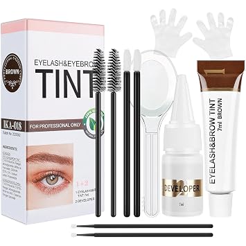 Eyelash and Eyebrow Color Kit 2-in-1, Safe Easy Use & Salon at Home, Wild & Natural Effect for Eyebrows Lashes, Professional Instant Lash Brow Coloring Set 7ml Brown