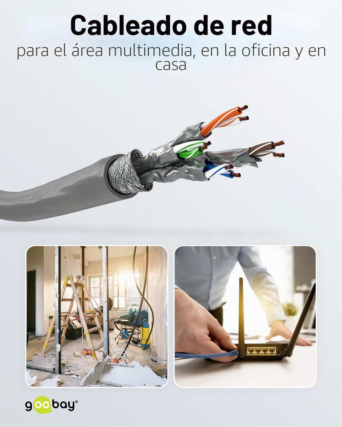 Goobay 96095 Cable de red CAT 6 A cable de instalación 305m CAT 6A cable de conexión S/FTP cable Ethernet sin halógenos sin enchufe Cable LAN gris 350 metros