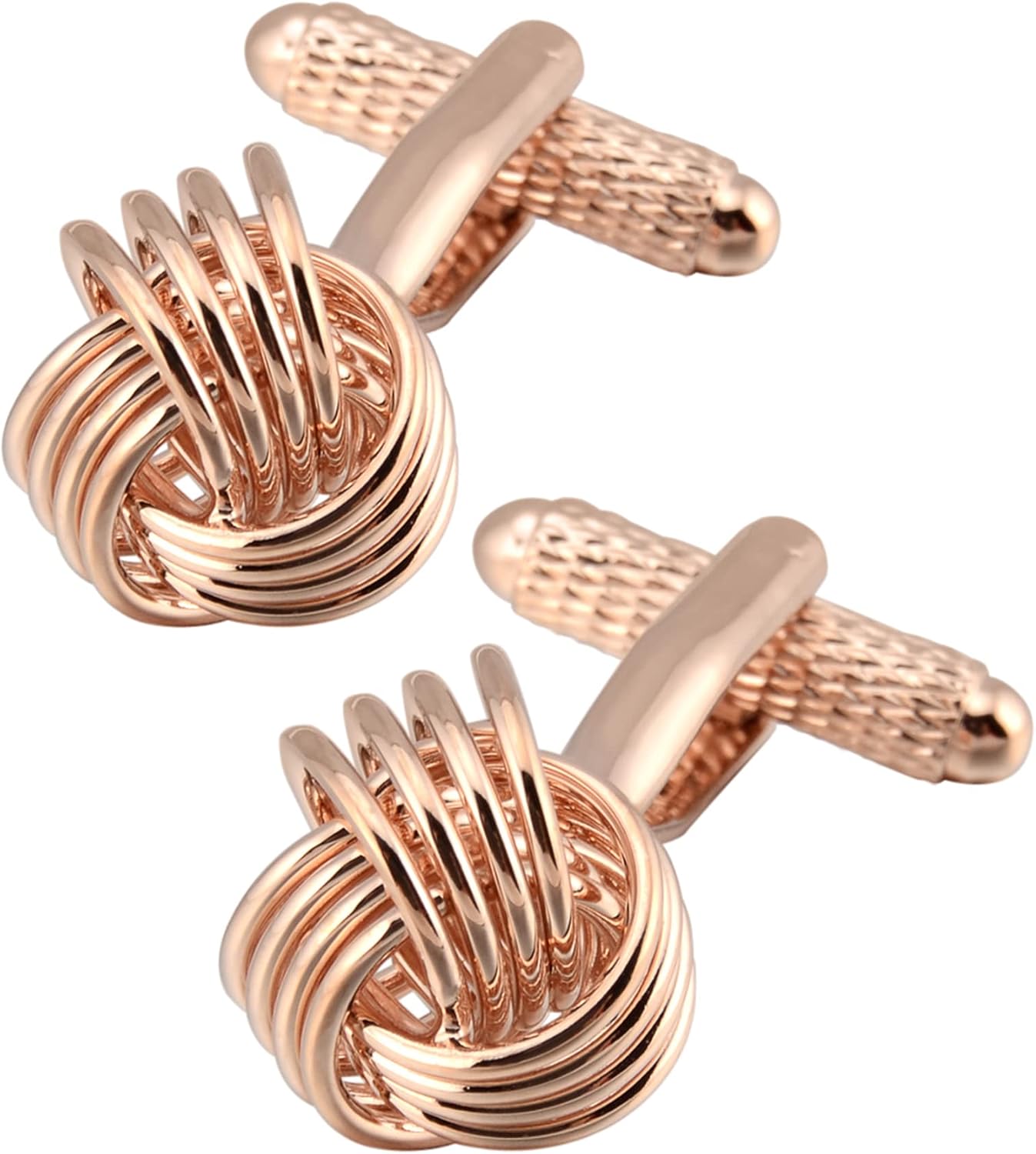 Twist Knot Cufflinks for Men Lady Daily Office Shirt in Gift Case | Silver/Gold/Rose Gold, Hollow Out Design Men's Women Cuff Links Jewelry for Wedding Party Formal Casual Business Tuxedo Dress